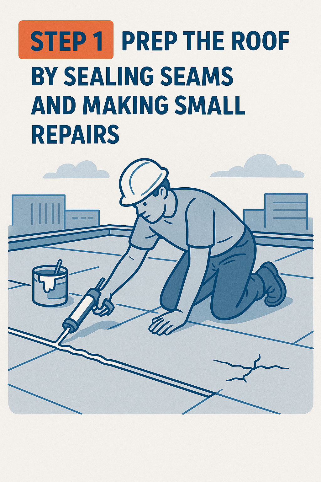 Prep the roof for silicone coating Prep the roof for silicone coating